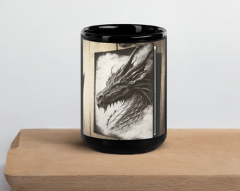 Dragon Sketch Black Glossy Mug